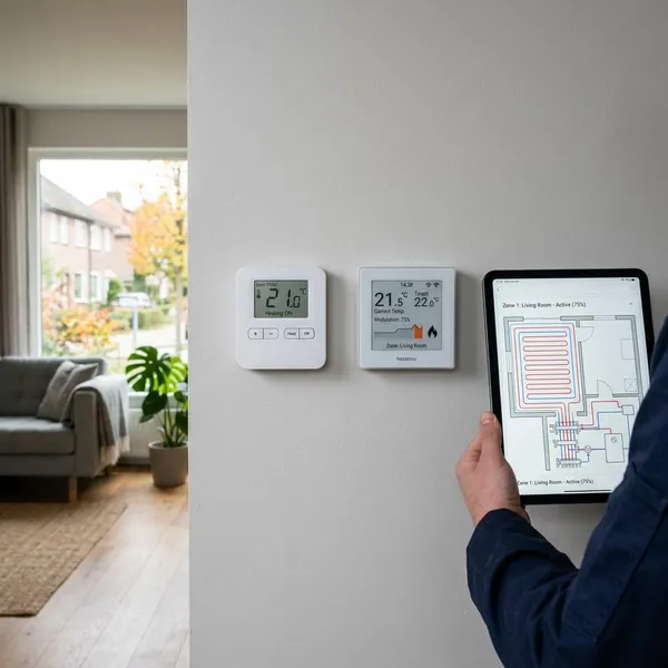 Wat doet een aan uit thermostaat bij vloerverwarming